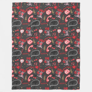 Retro Valentijnsdag Liefde Doodles Fleece Deken
