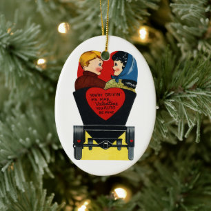 Retro Valentijnsdag, Liefde en Romantiek Keramisch Ornament