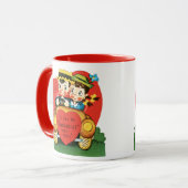 Retro Valentijnsdag,  meisje en jongen in de auto Mok (Voorkant links)