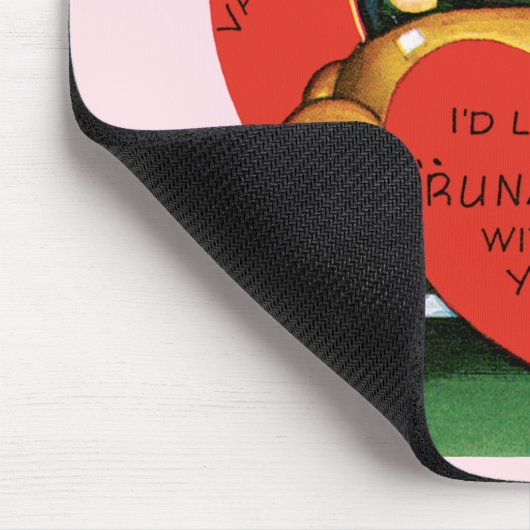 Retro Valentijnsdag,  meisje en jongen in de auto Muismat (Hoek)