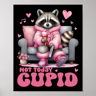 Retro Valentijnsdag Niet Vandaag Cupido Wasbeer Poster