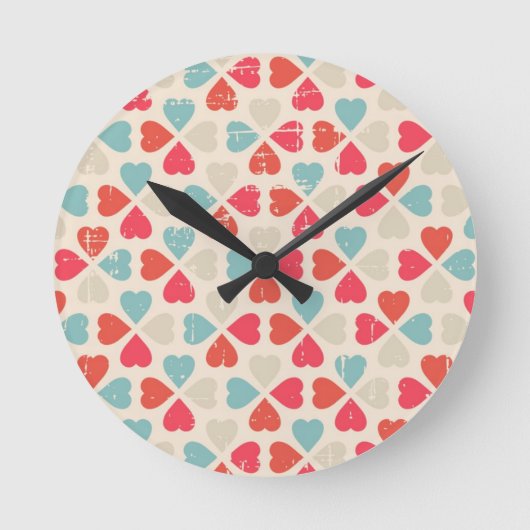 Retro Valentijnsdag Patroon Ronde Klok (Voorkant)