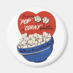 Retro Valentijnsdag, Popcorn Pop a Corny Vraag Magneet