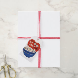 Retro Valentijnsdag, Popcorn Stel een Dwaze Vraag Cadeaulabel