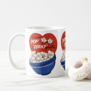 Retro Valentijnsdag, Popcorn Stel een Dwaze Vraag Koffiemok