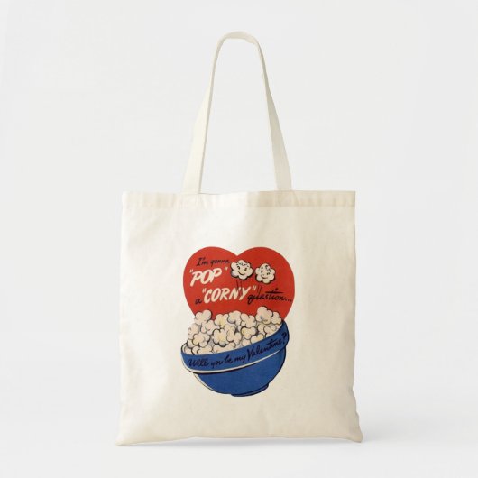 Retro Valentijnsdag, Popcorn Stel een Dwaze Vraag Tote Bag (Voorkant)