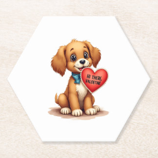 Retro Valentijnsdag Puppy Hond Valentijn  Kartonnen Onderzetters