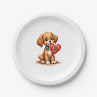 Retro Valentijnsdag Puppy Hond Valentijnsdag  Papieren Bordje