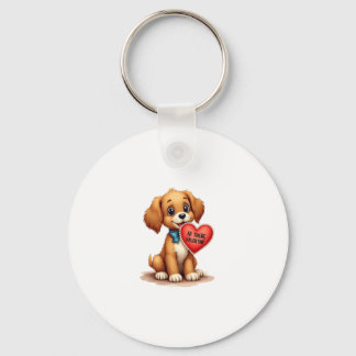 Retro Valentijnsdag Puppy Hond Valentijnsdag  Sleutelhanger