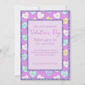 Retro Valentijnsdag Snoep Harten op Paarse Kaart (Voorkant)