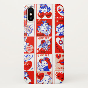 Retro Valentijnsdag stempelpatroon uit de jaren 50 iPhone X Hoesje