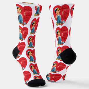 Retro Valentijnsdag, Vintage Jongen die Hartjes Vi Sokken