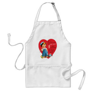 Retro Valentijnsdag, Vintage Jongen die Hartjes Vi Standaard Schort
