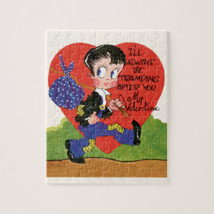 Retro Valentijnsdag, Vintage Zwerfjongen Hart Legpuzzel