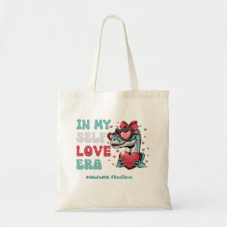 Retro Valentijnsdag Zelfliefde Dinosauru Tote Bag