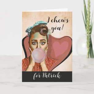 Retro-Valentijnse voor een kauwgomkaart voor mann Kaart