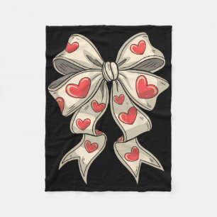 Retro Valentijnshart Coquette Strik voor Vrouwen M Fleece Deken
