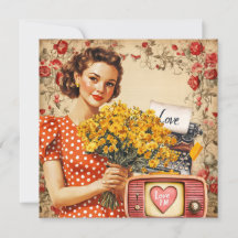 Retro Valentijnskaart voor dames