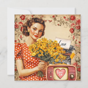 Retro Valentijnskaart voor dames Feestdagenkaart