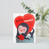 Retro Valentine baleine Vacances carte postale mig (Debout devant)