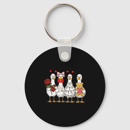 Retro Valentine Goose Funny Nk Coquette Love Silly Sleutelhanger (Voorkant)