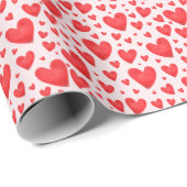 Retro Valentine Hearts Wedding Red Pink Cadeaupapier (Rol Hoek)