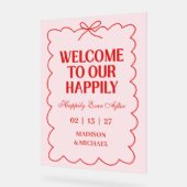 Retro Valentine Welcome Wedding Red Pink (Angle)