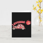 Retro Valentines Lovebug Heart Groovy Valentines M Kaart (Gele Bloem)