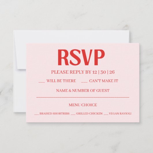 Retro Valentine's RSVP Wedding Reply Card (Devant)
