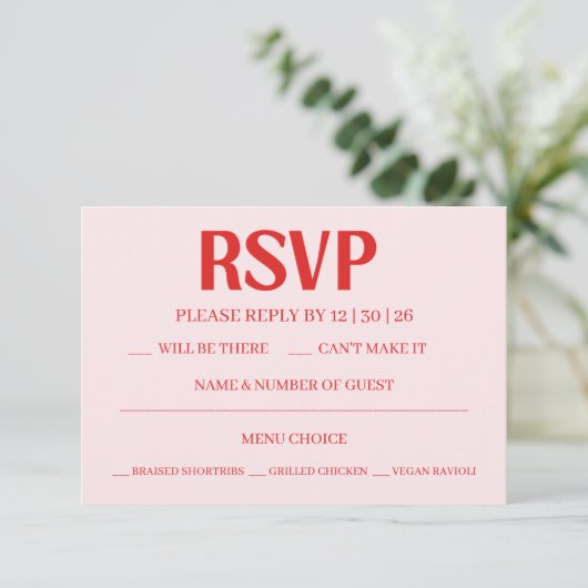 Retro Valentine's RSVP Wedding Reply Card (Debout devant)