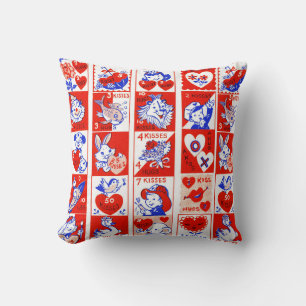 Retro valentinezegelpatroon uit de jaren 50 Kitsch Kussen