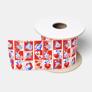 Retro valentinezegelpatroon uit de jaren 50 Kitsch Lint