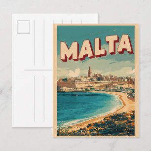 Retro Valletta, Malta reis souvenirs en cadeaus Briefkaart