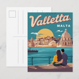 Retro Valletta, Malta reis souvenirs en cadeaus Briefkaart