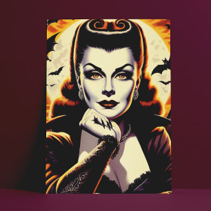 Retro Vampire Vrouw Briefkaart