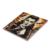 Retro Vampire Vrouw Tegeltje (Zijkant)