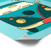 Retro Van (Aangepast bericht) Poster (Hoek)