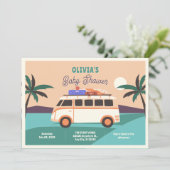 Retro van baby shower kaart (Staand voorkant)