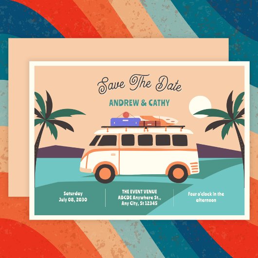 Retro van bruiloft save the date