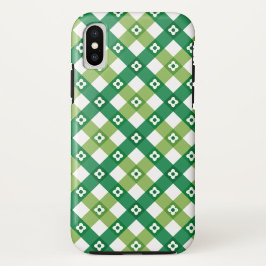 Retro van de Zomer Green Checks Plaid Phone Hoesje (Achterkant)