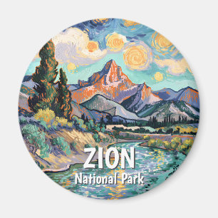 Retro Van Gogh Zion Watchman Virgin River Kleurrij Magneet