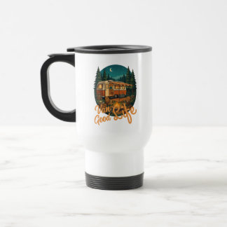 Retro Van Leven Goed Leven Avontuur Kamperen Badge Reisbeker