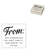 Retro "van" script kerst retour adres 	rubberstempel (Gestempeld)