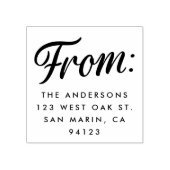 Retro "van" script kerst retour adres 	rubberstempel (Afrduk)