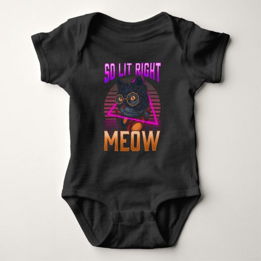 Retro Vaporwave Cat Sunset Aesthetic Rave Music Romper (Voorkant)