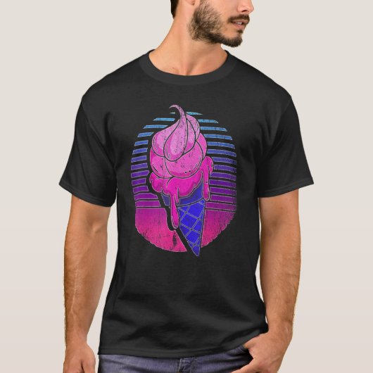 Retro Vaporwave-ijs Cone Synthwave T-shirt (Voorkant)