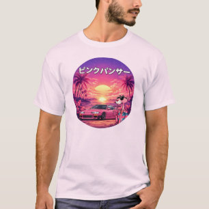 Retro Vaporwave Zonsondergang Auto Esthetiek T-Shi T-shirt