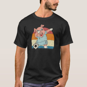 Retro-varkensdabbing met Voetbal Funny Animal Da T-shirt