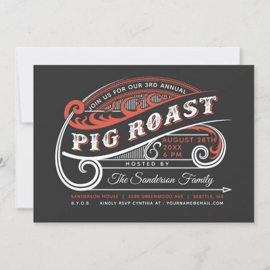 Retro Varkensgebraden Uitnodigingen (Voorkant)