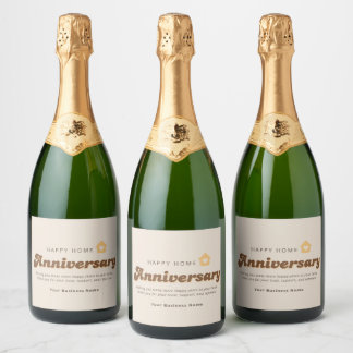 Retro Vastgoed Agent Huis Jubileum Bedankt Sparkling Wijnetiket